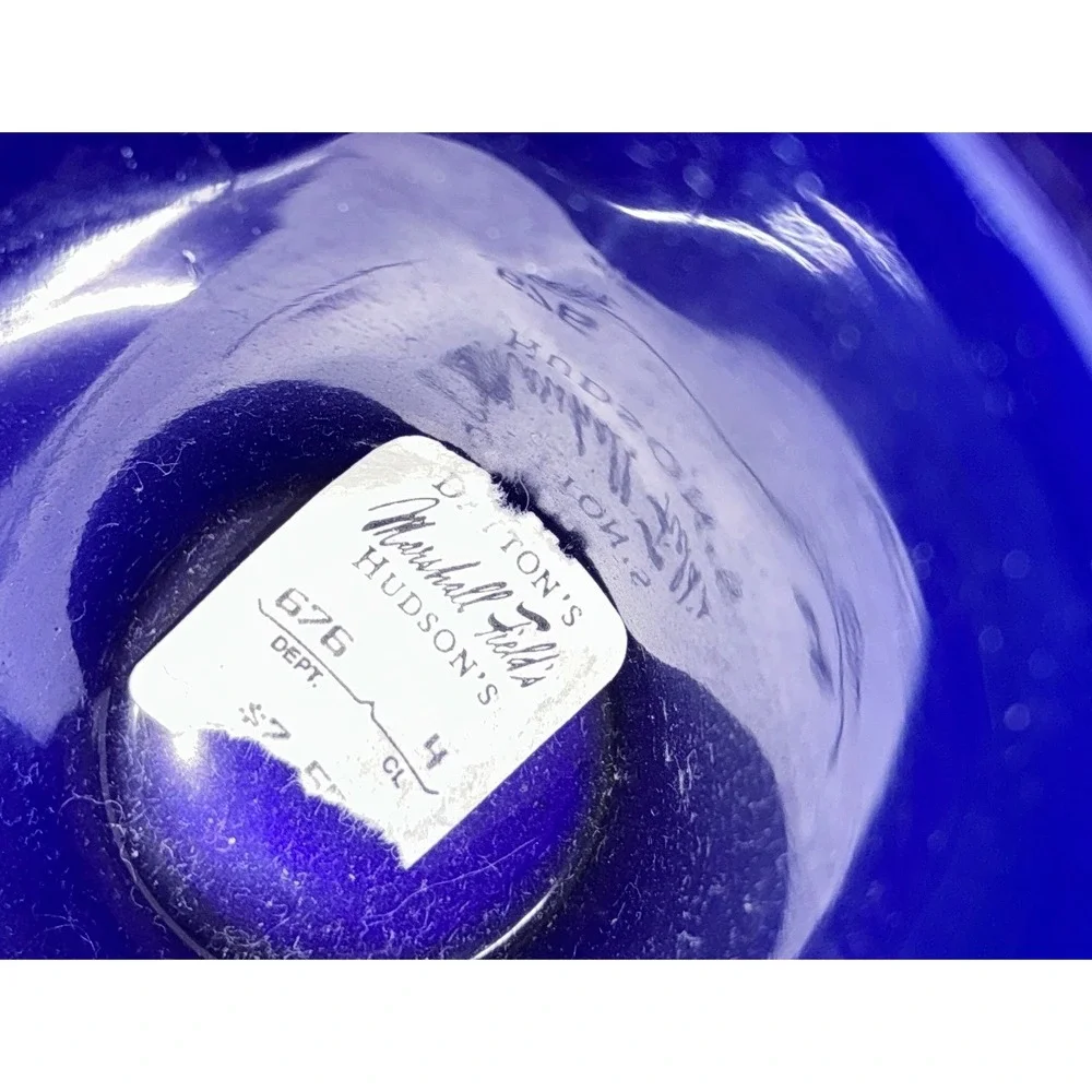 Cobalt Blue Frosted Glass Shot Glasses Set of 3 Tapered Conical Barware